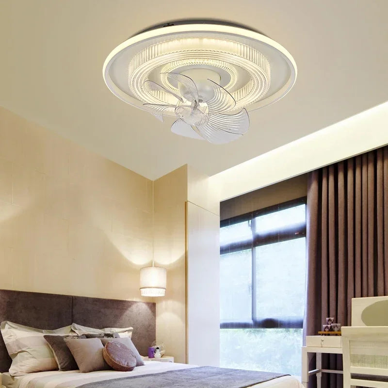 Afralia™ Dimmable LED Fan Lights Ceiling Lamp with Remote Control for Bedroom Living Room