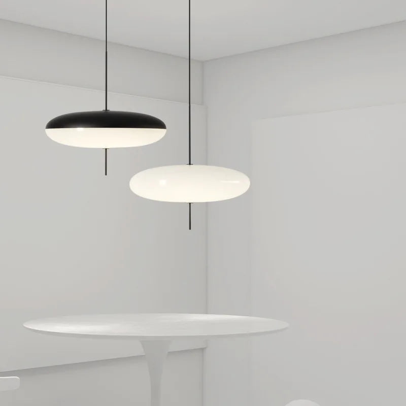 Afralia™ Modern Saucer Pendant Light 30/50cm Black White for Home & Commercial Decor