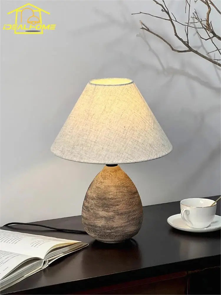 Afralia™ Ceramic Jar LED Table Lamp for Zen Art Decor in Living Room