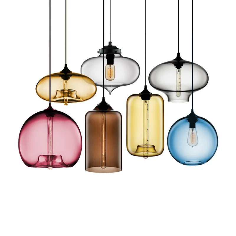 Afralia™ Nordic Glass Pendant Lamp LED Hanging Light Modern Luminaire for Dining Room