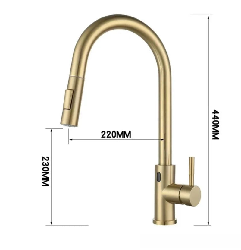 Afralia™ Brushed Gold Pull Out Kitchen Faucet Luxury Black Sink Tap Kitchen Mixer