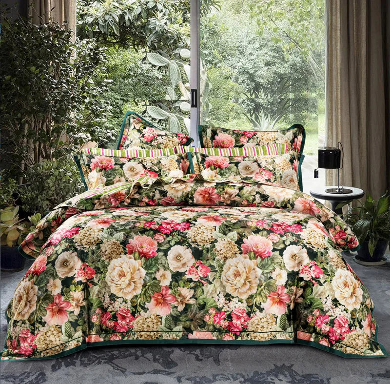 Afralia™ Vintage Floral Jacquard Cotton Wedding Bedding Set with Duvet Cover, Sheet, Pillowcases