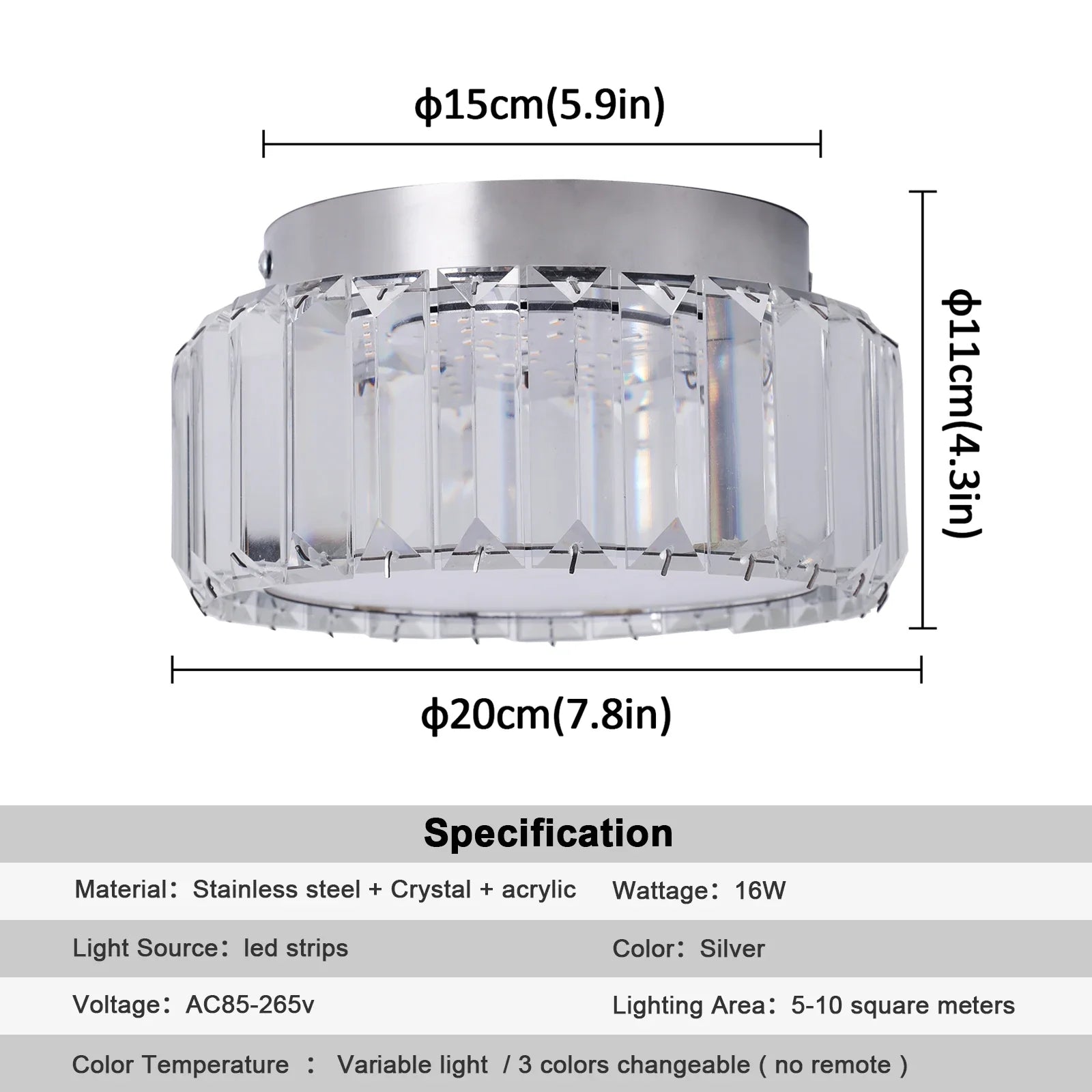 Afralia™ Big Crystal LED Circle Chandelier Ceiling Lamp, RC Dimmable for Bedroom Living Room