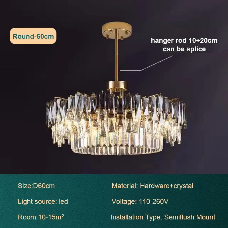 Afralia™ Gold Crystal Chandelier Modern LED Pendant Lamps
