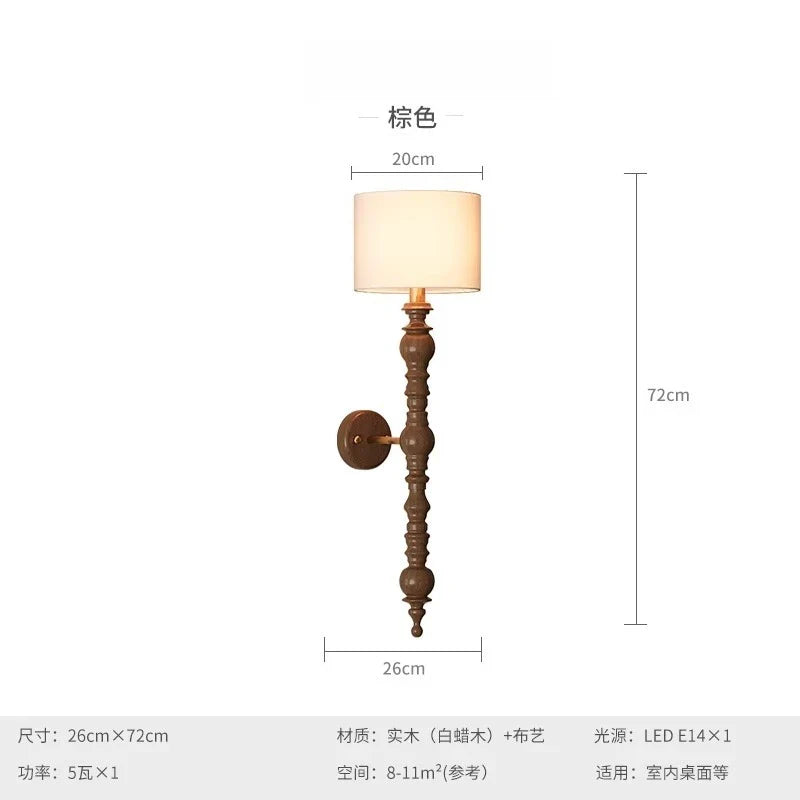 Afralia™ Wall Lamp LED E27 Solid Walnut/Black Wood Medieval Design
