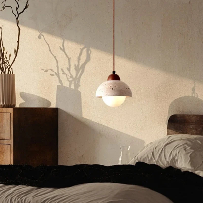 Afralia™ Yellow Travertine LED Pendant Lighting for Living Room Decor