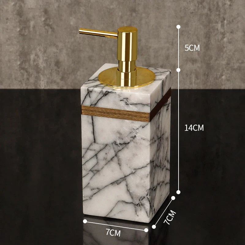 Afralia™ Lilac Marble Bathroom Set: Soap Dispenser, Toothbrush Holder, Soap Dish Tray.