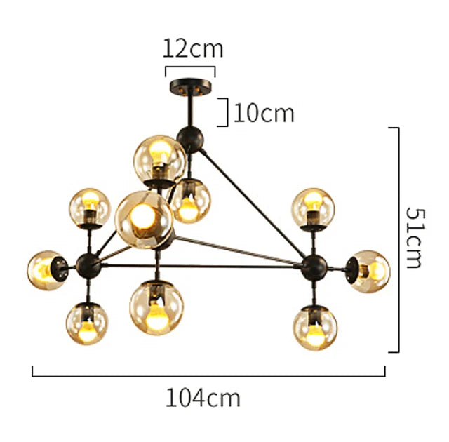 Afralia™ Magic Bean Glass Ball Chandelier - Vintage Industrial Loft Hanging Light