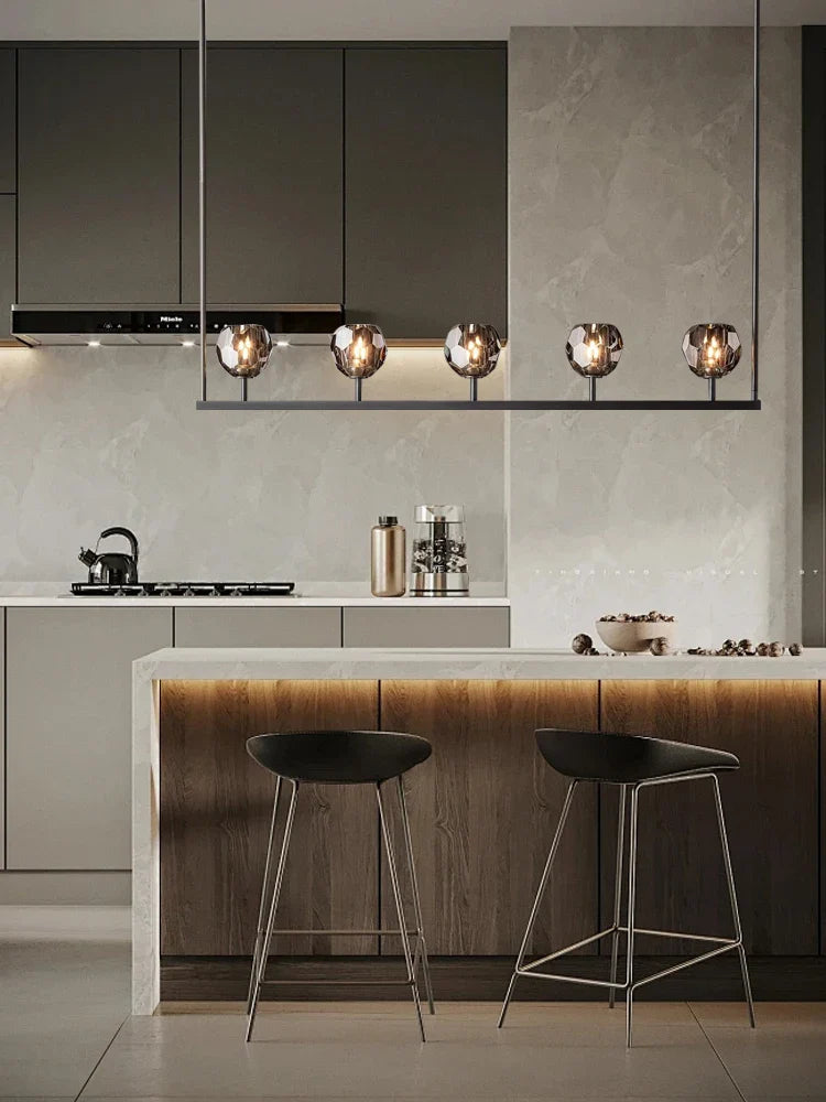 Afralia™ Black Bronze Copper Crystal Chandelier Lights for Kitchen Island Dining Decor