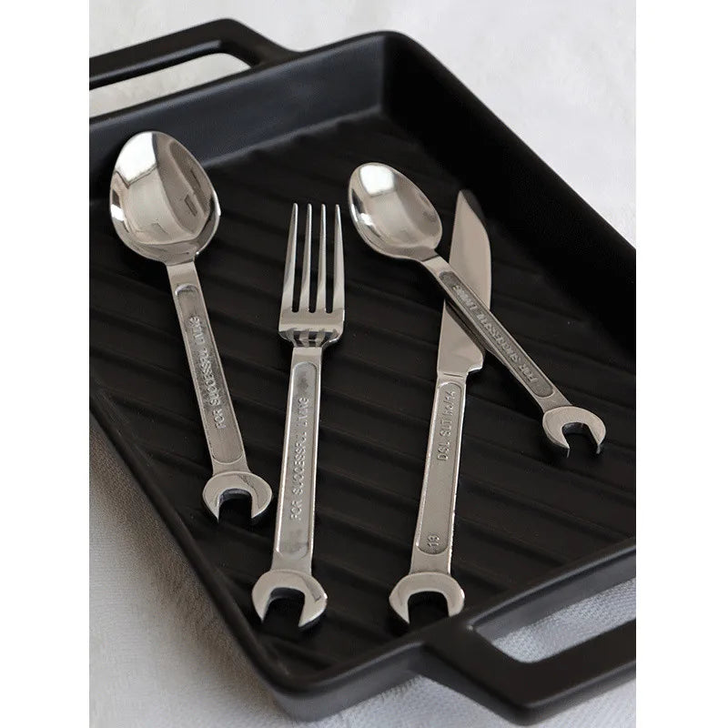 Afralia™ Stainless Steel Cutlery Set - Wrench Knife Fork Spoon Kitchen Accessories