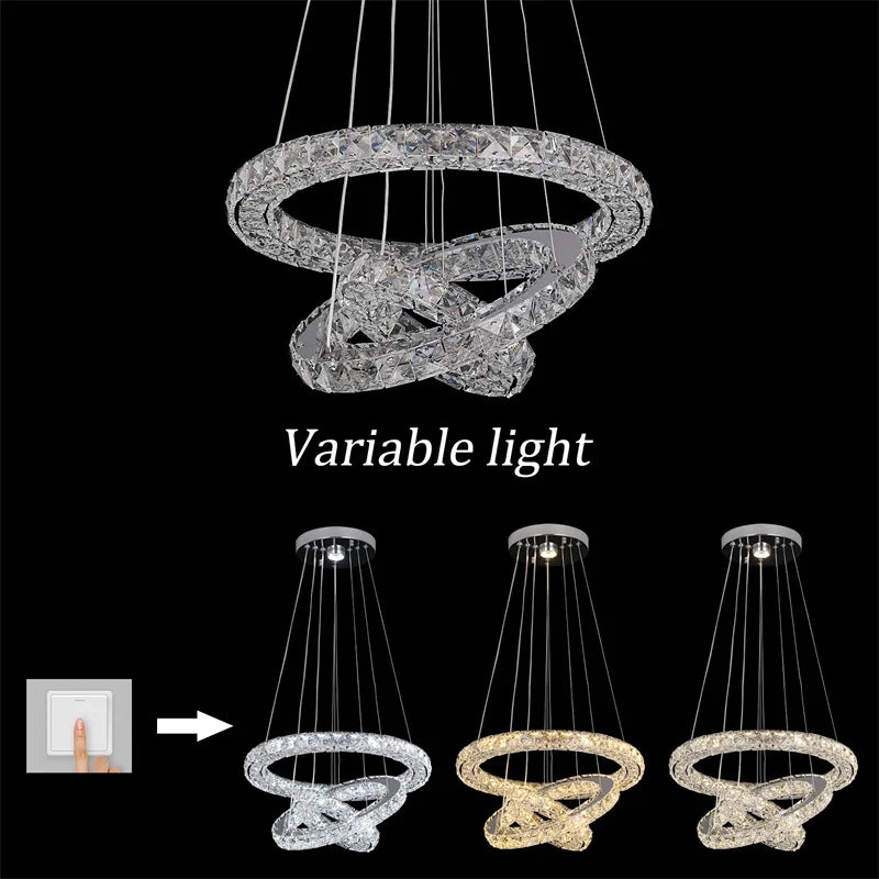Afralia™ Crystal LED Chandelier Pendant Light for Modern Luxury Living Dining Room Décor