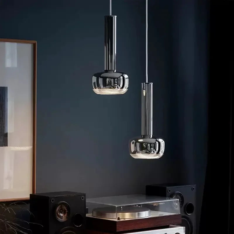 Afralia™ Gold Chrome Pendant Light Adjustable Wire E27 Bulb Dining Room Sofa Lamp