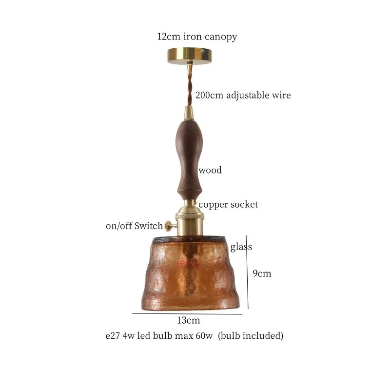 Afralia™ Glass LED Pendant Lamp Japanese Vintage Style for Home and Bar