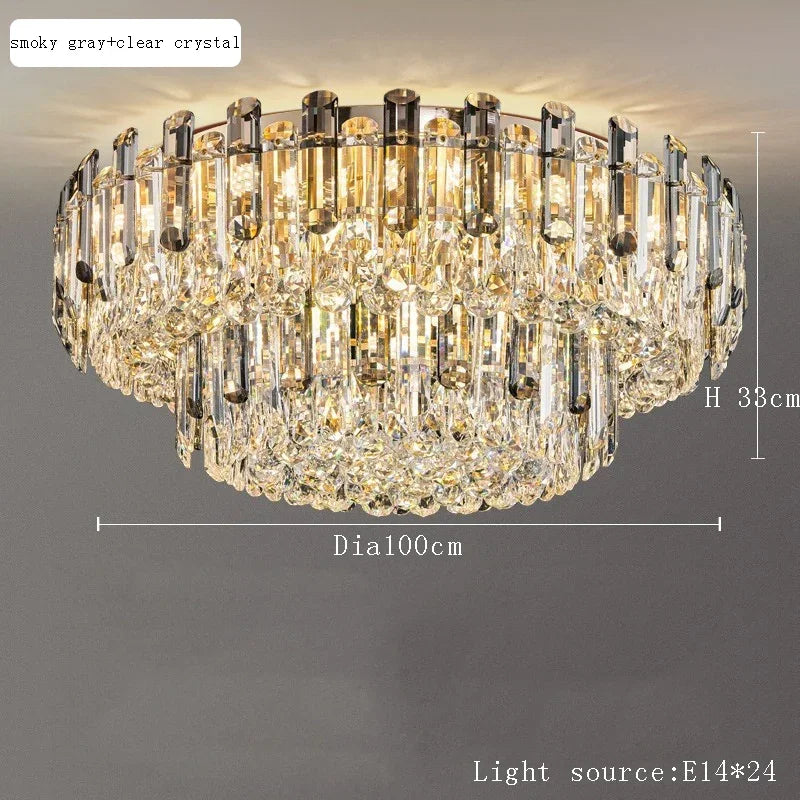 Afralia™ Nordic Crystal Chandelier LED Round Light for Living Bedroom Dining Room