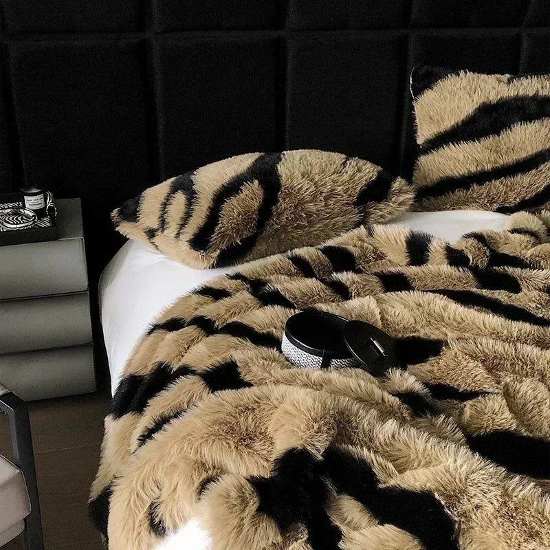 Afralia™ Faux Fox Fur Warm Plush Blanket for Bed and Sofa