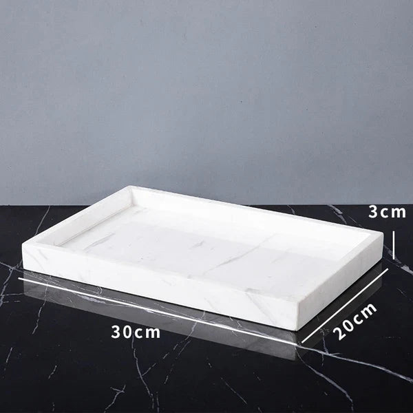 Afralia™ Volakas White Marble Bathroom Set: Soap Dispenser, Toothbrush Holder, Tray