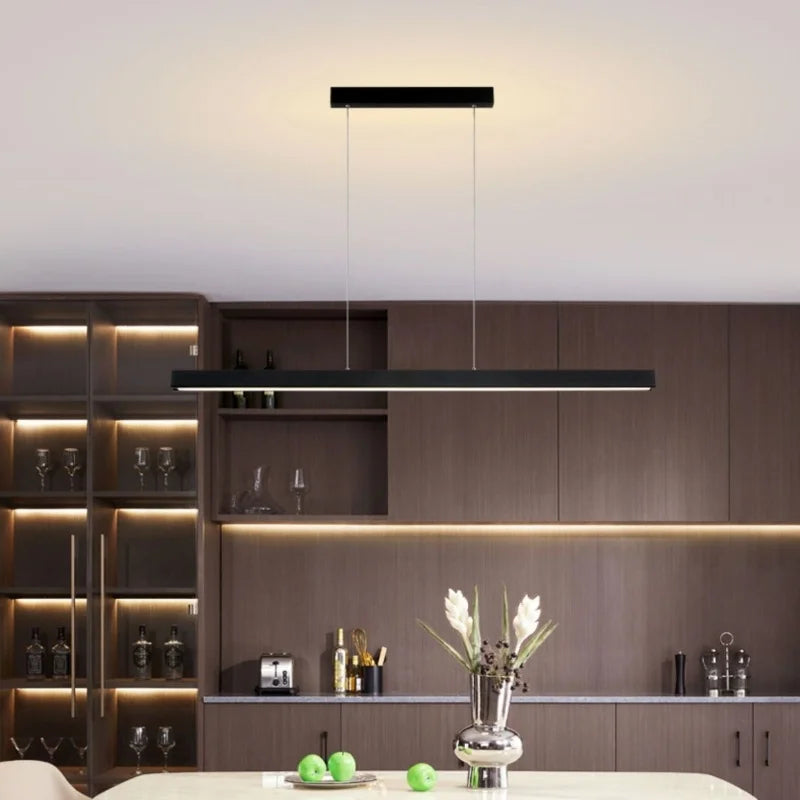 Afralia™ Modern Straight Pendant LED Light - Minimalist Painted Aluminium Chandelier