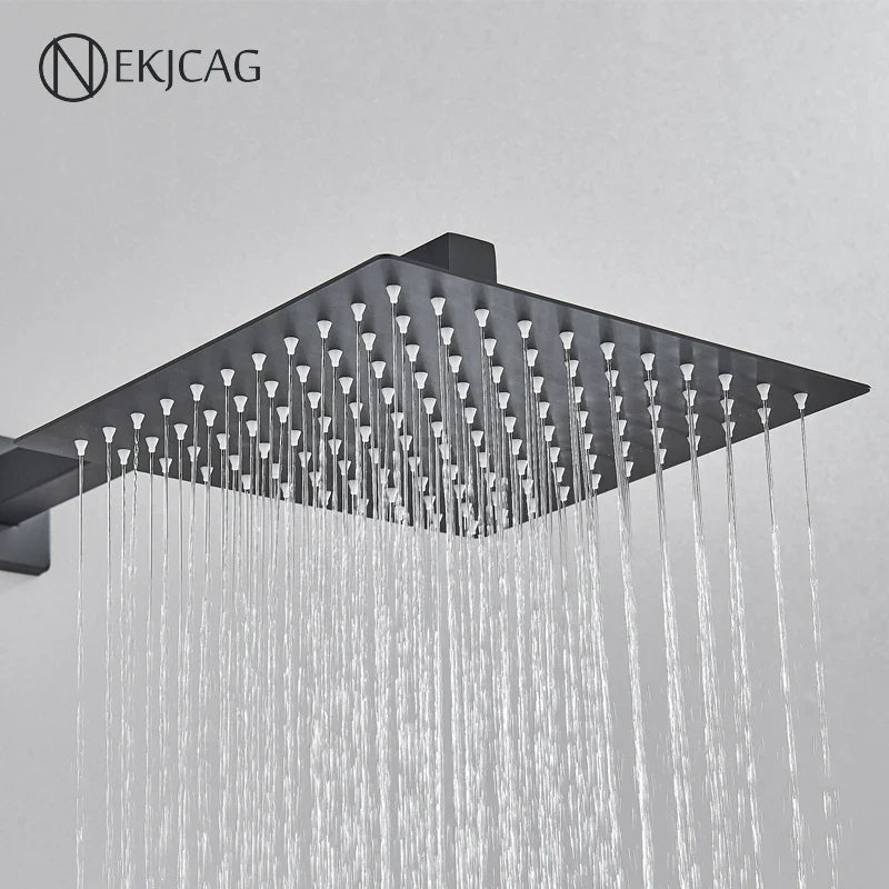 Afralia™ Stainless Steel Rainfall Shower Head Black Chrome Plated Bathroom Faucet Accessories