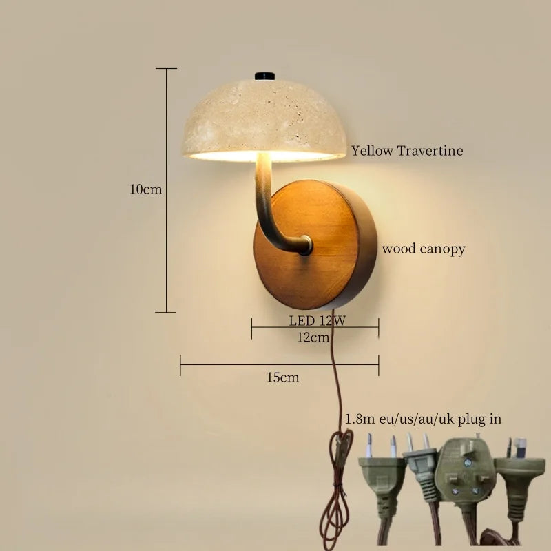 Afralia™ White Glass LED Wall Lamps Pull Chain Yellow Travertine Modern Bathroom Light