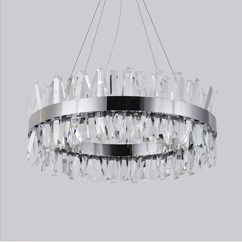 Afralia™ Crystal LED Pendant Light Chrome/Gold Luxury Chandelier for Kitchen Living Room.