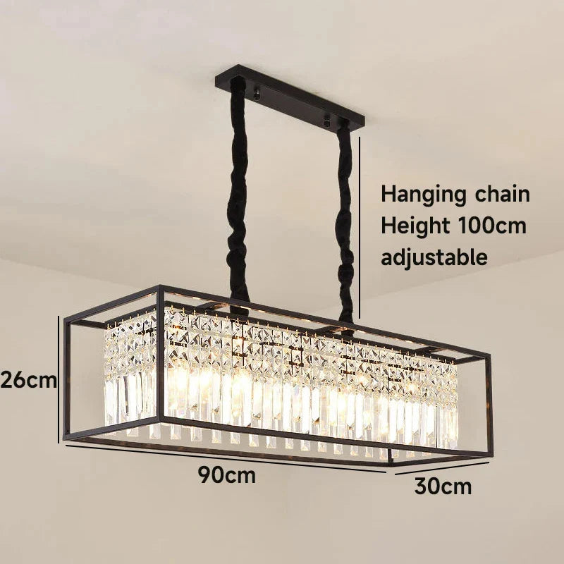 Afralia™ Modern Black/Gold Crystal Chandelier for Luxury Home Decor & Kitchen Island Lighting