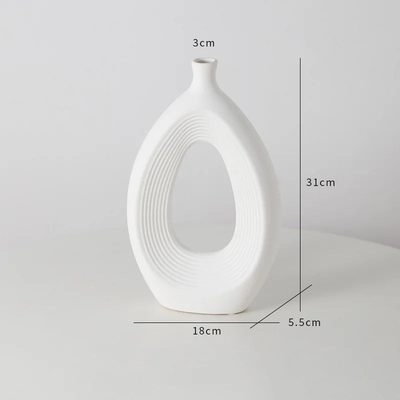 Afralia™ Striped Ceramic Vase - Geometric Pattern Room Decor