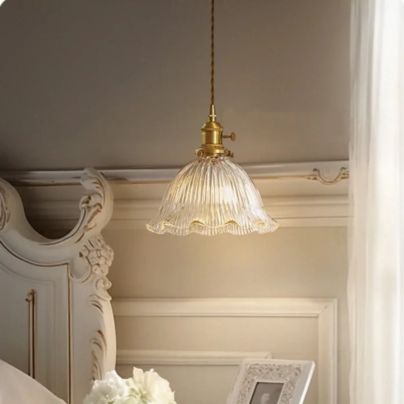Afralia™ Clear Glass LED Pendant Light for Bedside Living Dining Decor