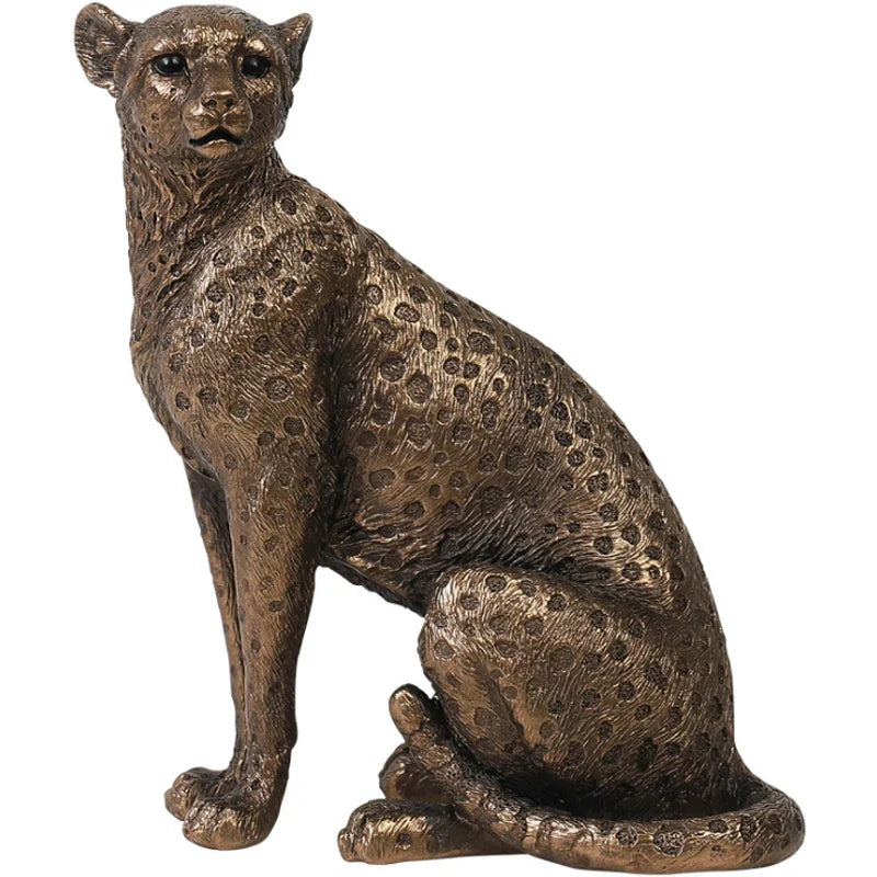 Afralia™ Vintage Panther Statue Leopard Figurine Home Office Decor Gift