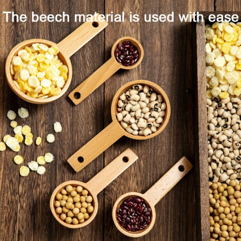 Afralia™ Beech Wood Tablespoon Coffee Scoop for Beans, Powder, Spices