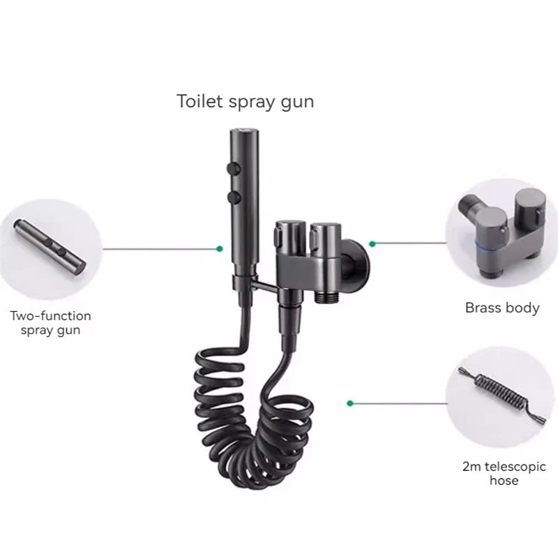 Afralia™ Stainless Steel Toilet Spray Gun Set with 2 Modes: Bathroom Cleaning Essential