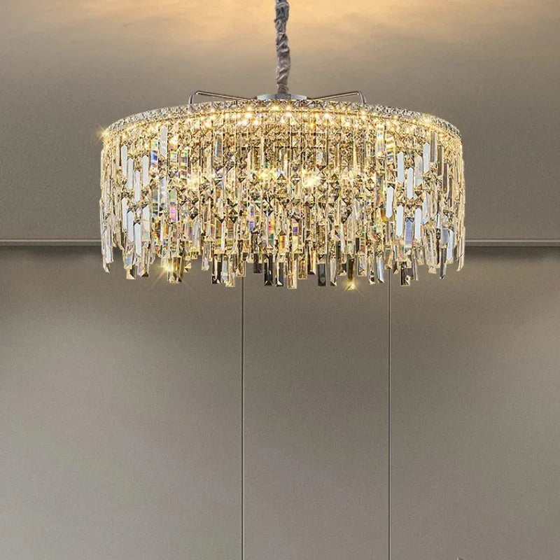Afralia™ Gold Starry Crystal Chandelier: Luxury Semi-Transparent Lighting for Villa, Attic, Bedroom, Living Room