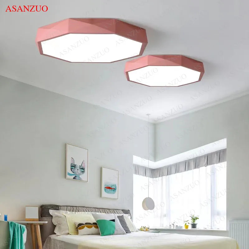 Afralia™ Octagon Macaroon LED Ceiling Light: Modern Nordic Lamp for Children's Room, Bedroom & Living Room