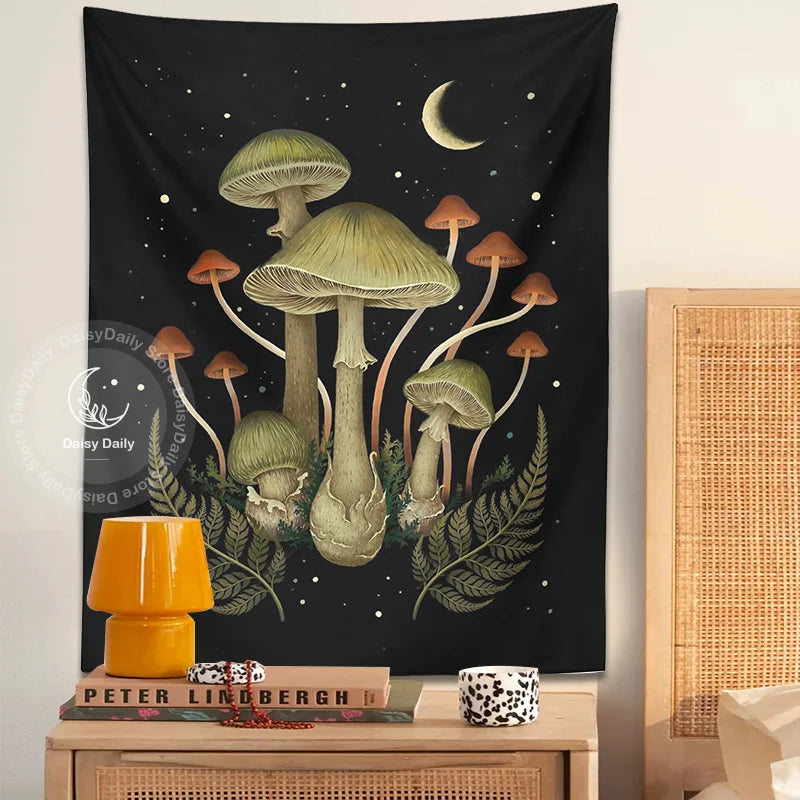 Afralia™ Botanical Mushroom Moom Tapestry Wall Hanging for Boho Living Room Decor