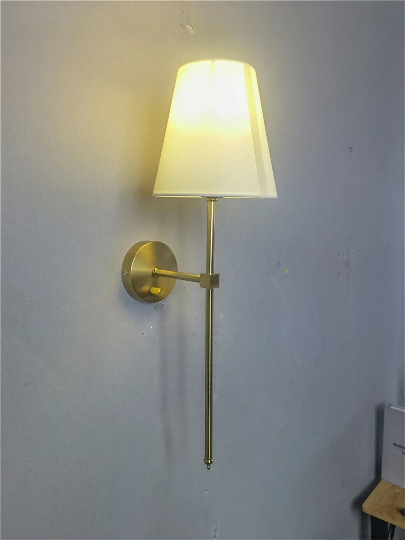 Afralia™ Flared White LampShade Wall Lamp - Knob Switch Sconce Lighting Fixture