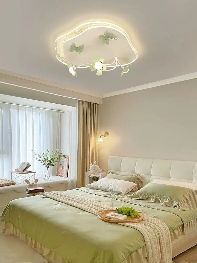 Afralia™ Modern Romantic Bedroom Ceiling Lamp - Cream, Online Celebrity Flower Master Bedroom