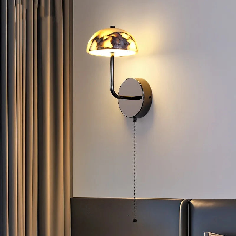 Afralia™ Carbon Steel LED Wall Lamp Reading Bedside Cafe Luxury Stone Nordic Modern Mirror Light