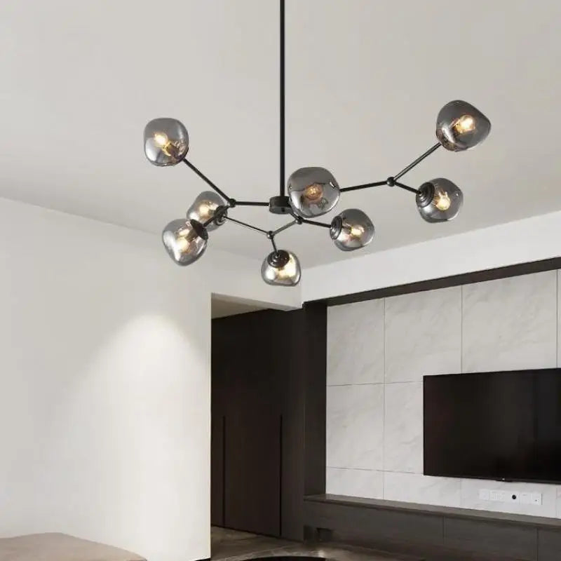 Afralia™ Gray Lava Glass Chandelier LED Pendant Light Modern Nordic Design