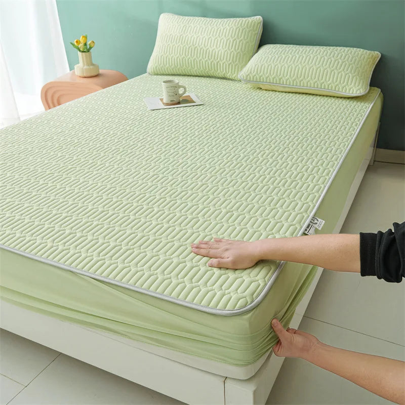 Afralia™ Cute Cartoon Pattern Cooling Fitted Sheet with Natural Latex Fabric