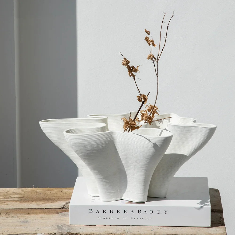 Afralia™ Geometric Fold Ceramic Vase: Abstract Handicraft Sculpture for Home Decoration