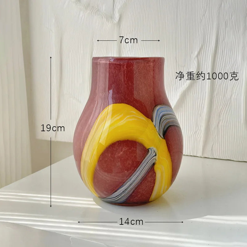 Afralia™ Irregular Geometric Graffiti Glass Vase for Floral Arrangement and Home Decoration