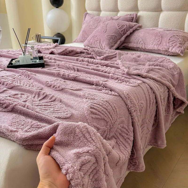 Afralia™ Luxe Chiffon Butterfly Jacquard Throw: Soft & Cozy Blanket for Couch or Bed