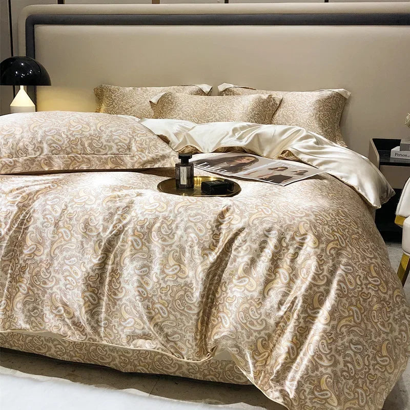 Afralia™ Mulberry Silk Bedding Sets - Summer Print Comforter Set for Adults