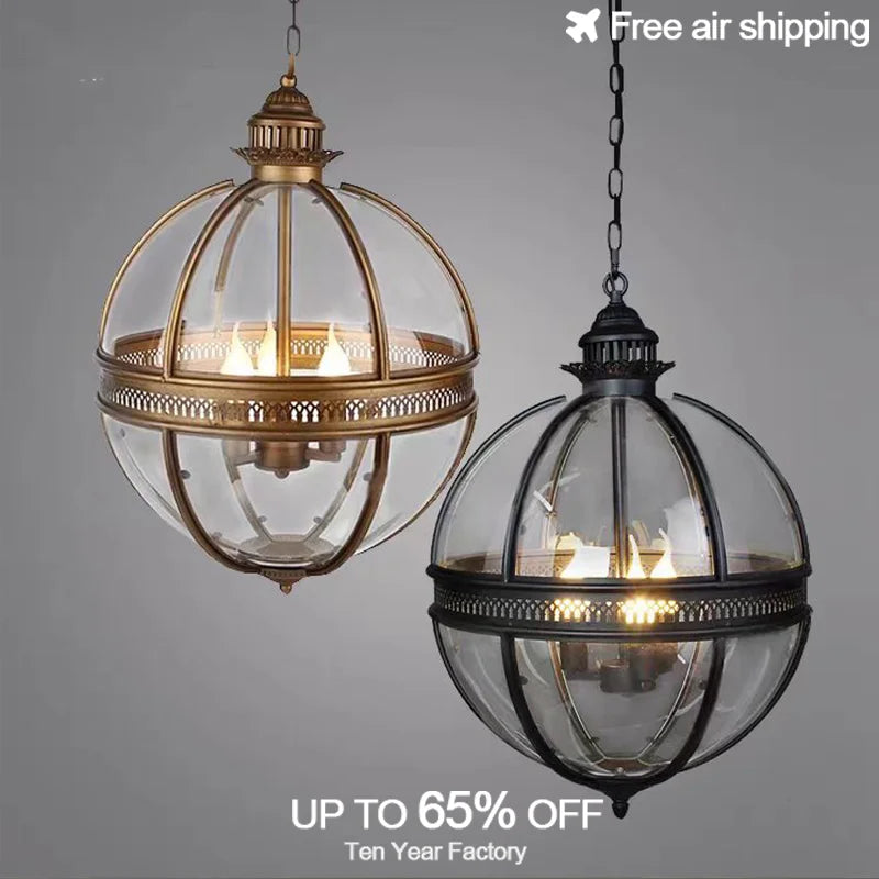 Afralia™ Black Bronze Globe Pendant Light for Elegant Villa and Dining Room Lighting