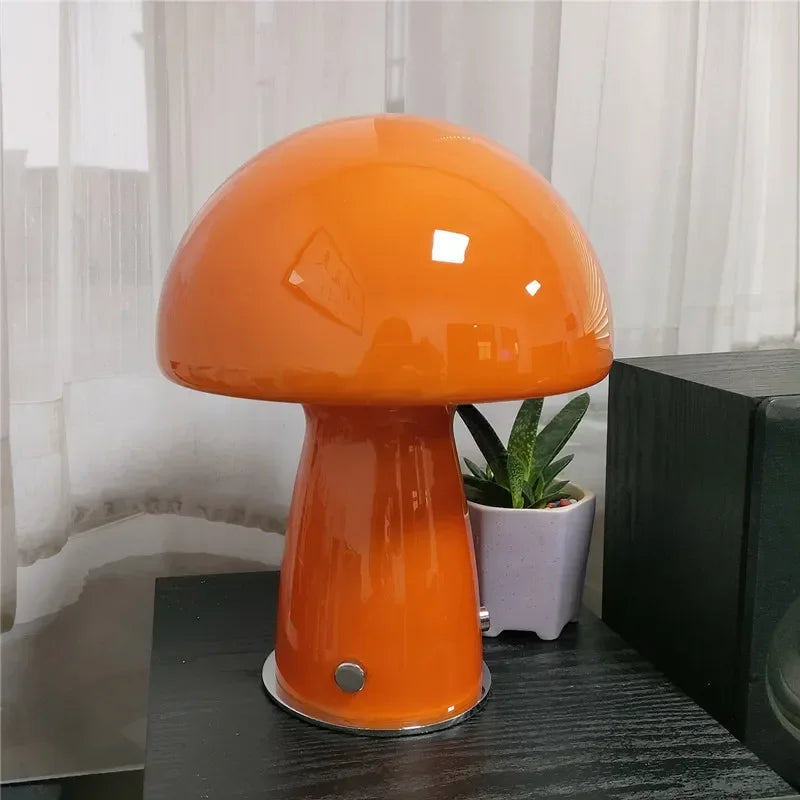 Afralia™ Glass Mushroom Bedside Lamp | Dimmable Swirl Light for Home Decor
