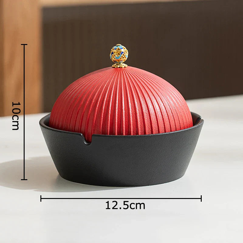 Afralia™ Ceramic Hat Ashtray with Lid: Official Desk Decor & Windproof Smoking Accessories