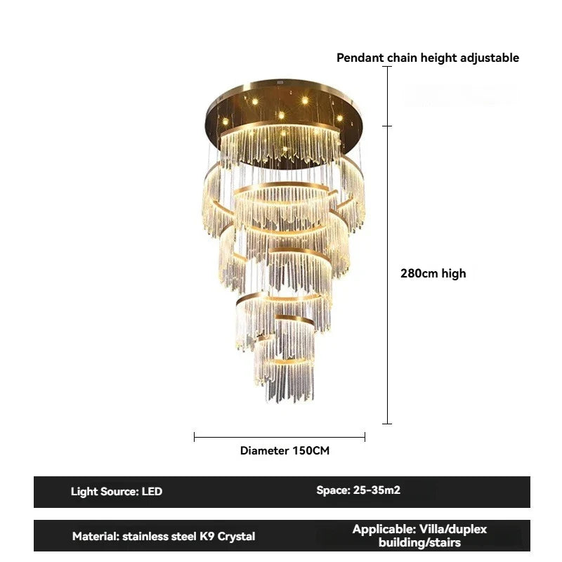 Afralia™ Crystal Chandelier for Modern Living Room, Villa, and Staircase