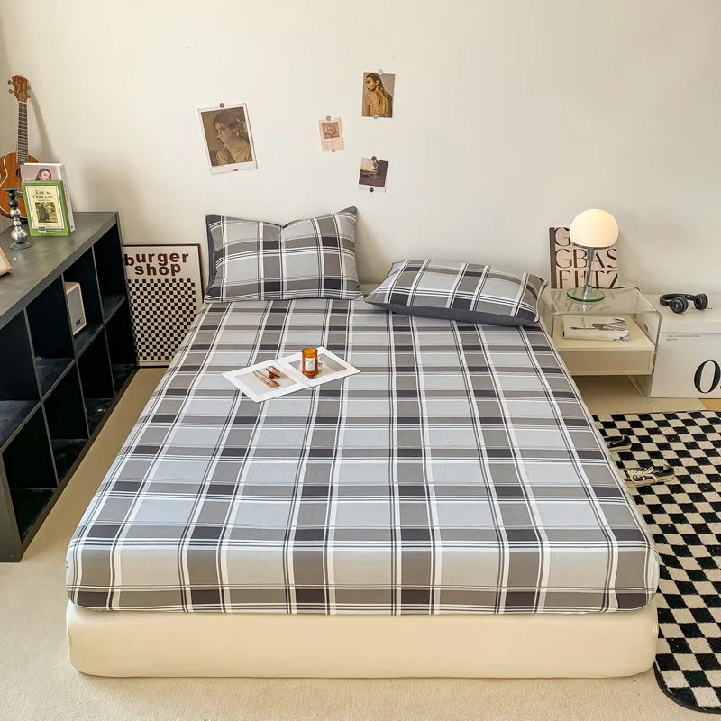 Afralia™ Plaid Style Fitted Sheet - Skin-friendly Elastic Bedsheet for Kids' Room