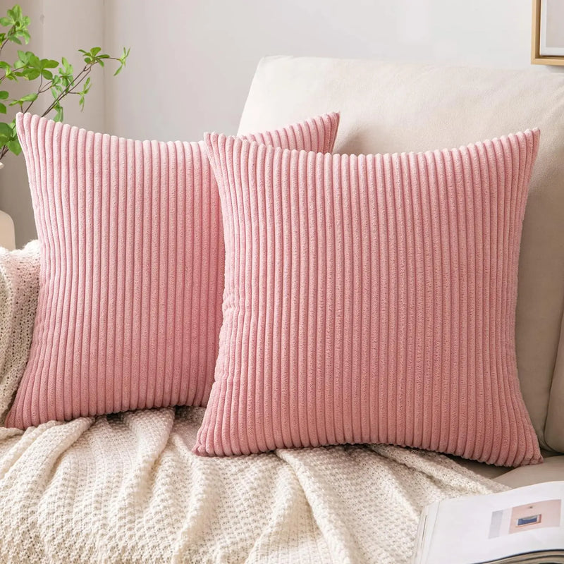 Afralia™ Corduroy Striped Throw Pillow Covers - Soft Decorative Cushion Cases