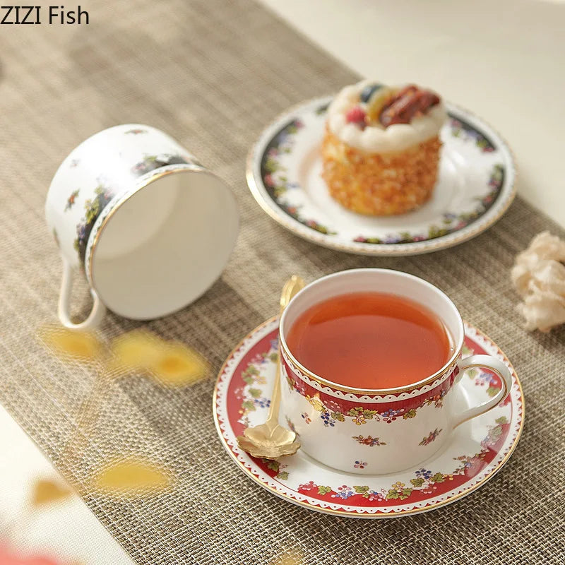 Afralia™ Fairy Tale Flower Ceramic Cup & Saucer Set for Dining Table Tea & Coffee