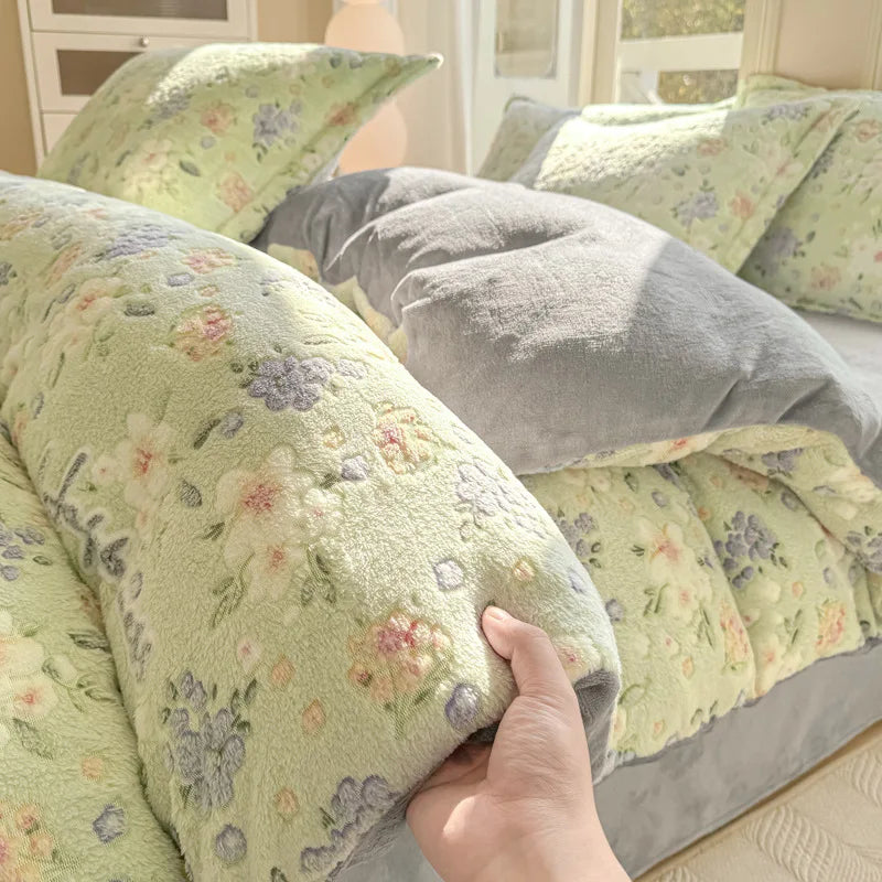 Afralia™ Snowflake Velvet Single Duvet Cover | Cozy Winter Bedding